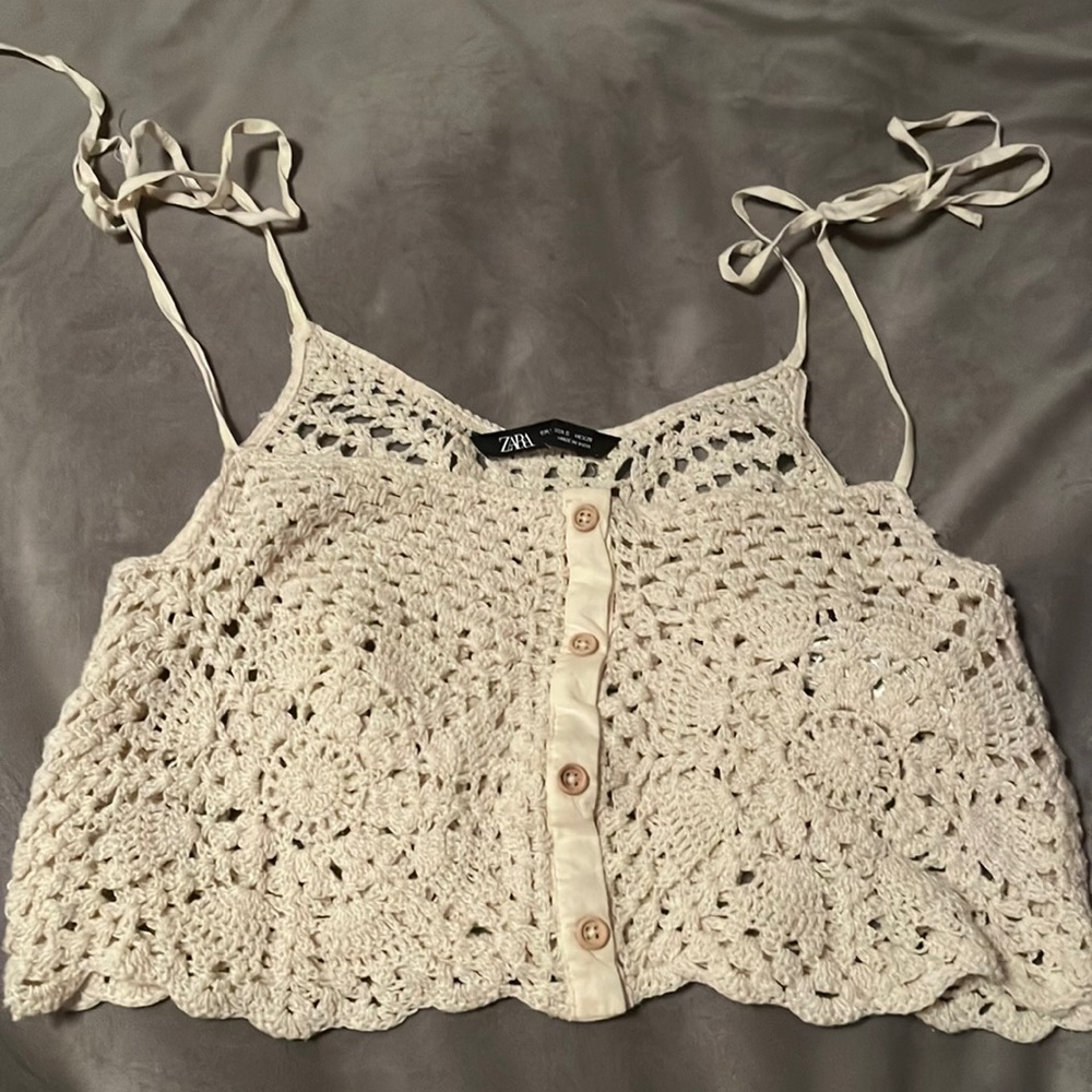 ZARA white crop top
